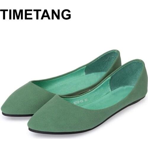 TIMETANGBig Size 35-41 Women soft boat loafers slip on ladies shoes flock nurse driving sapatos feminina footwear flat heelsE646