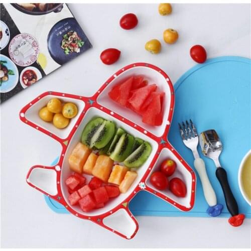 10inch Cute family baby Dinner Plate childrens tableware Split plate Creative Ceramic rice plate Cartoon Plane Breakfast bowl