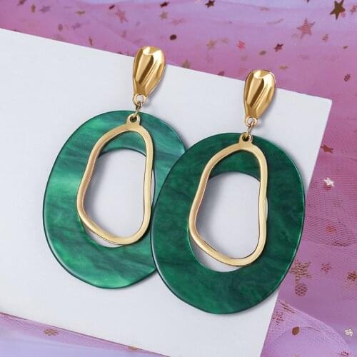 Fashion Metallic Sequin Drop Acrylic Earrings for Women Statement Vintage Summer Colorful Dangle Korean Womens Earring Jewelry