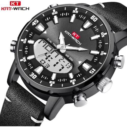 KAT-brand New Fashion Trend Big Dial Mens Watch Multi-function Dual Movement Waterproof Sports Mens Quartz Watch Mens