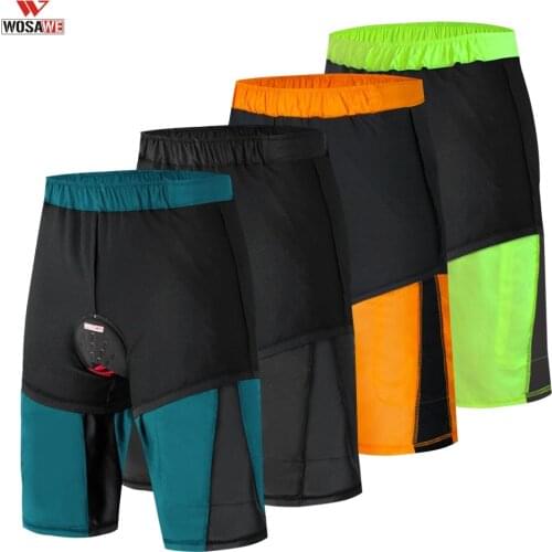 WOSAWE Mens Gel Pad Cycling Shorts Summer MTB Shorts Shockproof Bike Short Downhill Mountain Bike Shorts Ropa Ciclismo