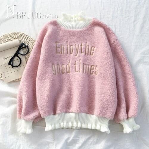 Autumn New Pullover Japanese Style Kawaii Sweatshirts Loose Letter Pullover