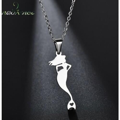 Nextvance Mermaid Heart in Tail Chokers Necklaces Nautical Fish Animal Pendant Neckalce for Female Gift Wedding Jewelry Collar