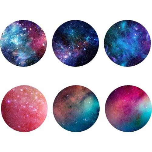 DARMIAN 6Pcs Galaxy Printing Drink Coasters Space Design Whiskey Placemats Dinner Drink Mug Mat Coffee Tea Bar Coaster Cup Mug
