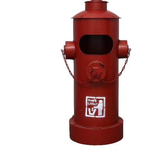 Industrial Wind Fire Hydrant Trash Can With Cover Vintage Iron Storage Bucket Creative Oil Bucket Floor Decoration Trash Can