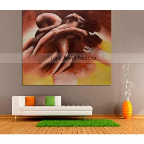 Hand Painted Sexy Nude Oil Painting on Canvas Nake Girl and boy make love Poster Abstract Acrylic Paintings Home Decor wall Art