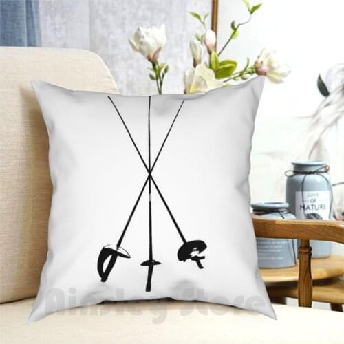 Sabre , Foil , Epee Pillow Case Printed Home Soft Throw Pillow Fencing Foil Epee Saber Sabre Jelliclekat Black White