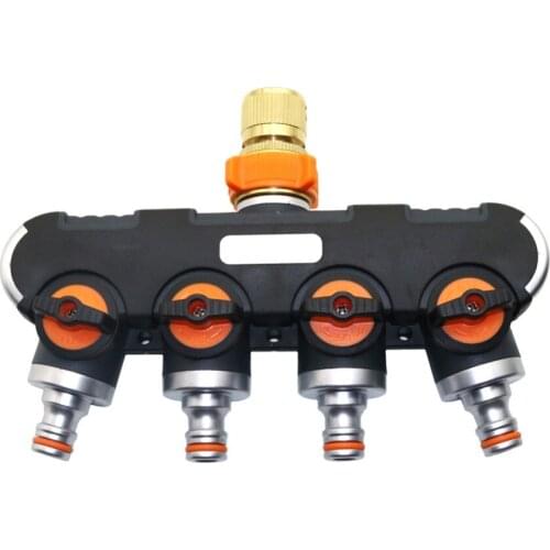 Garden 4-ways Hose Splitters Valve with Brass Quick connector Outdoor Faucet Adapter Irrigation Wash car tools 1 Set