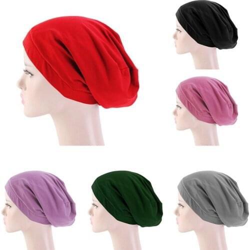 Muslim Women Beanies Plain Satin Inner Cap Islamic Bonnet Chemo Cancer Cap Hair Loss Hat Head Wrap Bandanas Ramadan Turban Cap