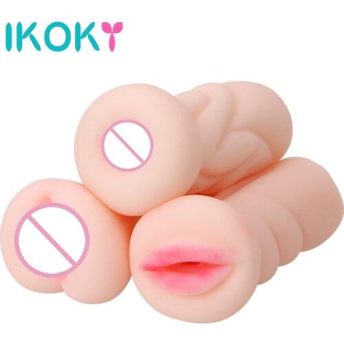 IKOKY 4D Realistic Oral Sex Artificial Vagina Mouth Anal Male Masturbator Cup Sex Toys for Men Adult Products Silicone