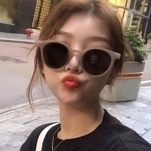 New Korean Retro Cat Eye Sunglasses Women Fashion Wild Round Frame Sun Glasses Men Brand Design Trend Mirror UV400