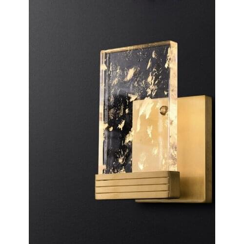 Modern minimalist luxury crystal large copper wall lamp American style living room bedroom background hotel aisle lamps