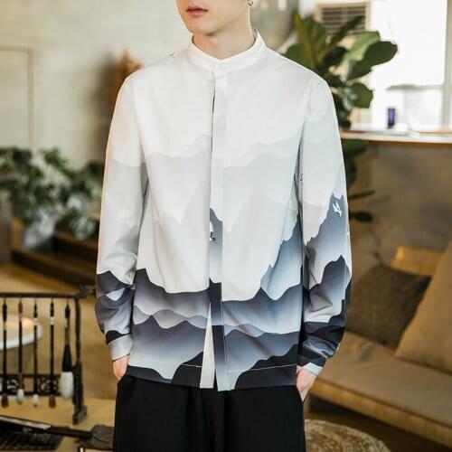 Traditional Chinese Clothing For Men Tang Suit Plus Size Hanfu Men Kung Fu Clothes Linen Harajuku Long Sleeve Shirt Male 30640