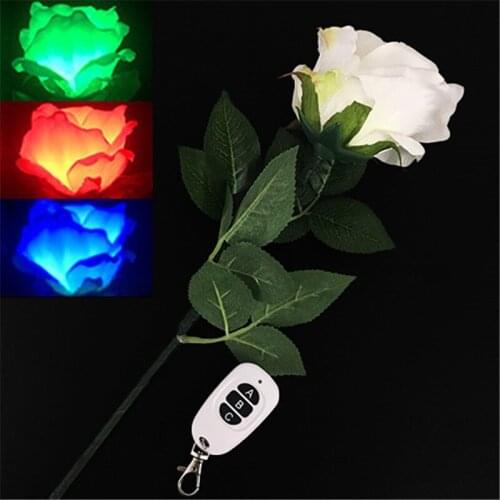 Three-Color Light Rose (Remote Control) Magic Tricks Color Changing Flower Magia Stage Wedding Party Illusions Gimmick Comedy