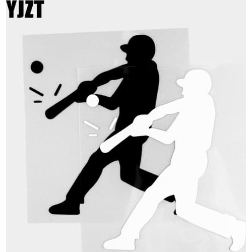 YJZT15.2×17.5CM Baseball Batter Exquisite Vinyl Decal Car Sticker Body Bumper Decoration Black/Silver 20A-0426