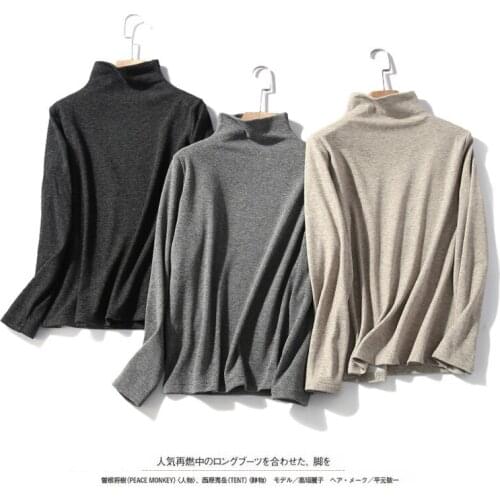 Half-high Neck Knitted Bottoming Shirt Ladies 2021 Autumn And Winter Plus Velvet Warm Knit Sweater Womens All-match Top