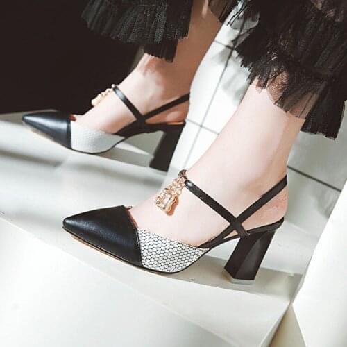 Big Size High heels sandals women shoes woman summer ladies Pure color Fine-heeled high-heeled sandals