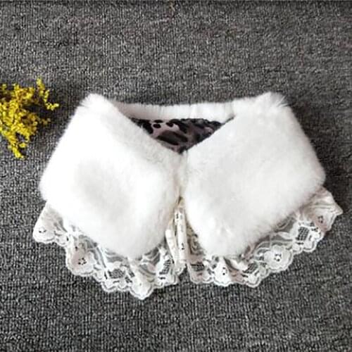 Women Cute Faux Rabbit Fur Detachable Collar Female New Autumn Winter Windbreaker Lace Decorative Hairy Collar F020