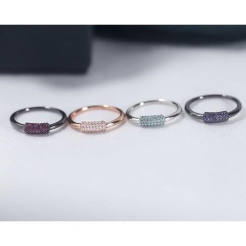 SLJELY Fashion Pure 925 Sterling Silver Multicolor Link Hoop Ring Micro Zirconia Stones Women Luxury Brand Valentine Jewelry