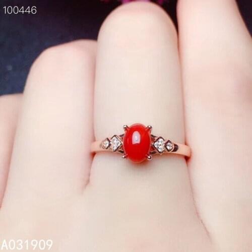 KJJEAXCMY boutique jewelry 925 sterling silver inlaid Natural red coral Ring Womens Fine Ring Support detection fashion