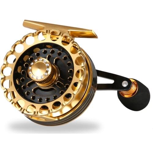 2.6:1 Right/Left Hand High Base Fishing Reel Wheel Full Metal Fly Fishing Reels Wheel With High Foot For Raft Ice-Fishing
