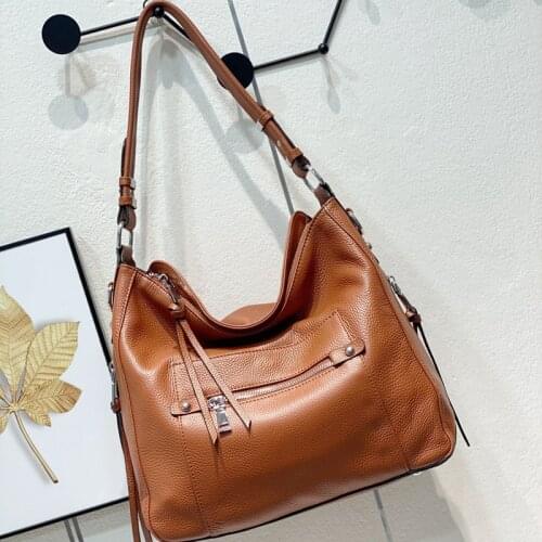 2021 New Classic Genuine Leather Shoulder Bags For Womens High Quality Simple Female Crossbody Handbag Large Commute Bag