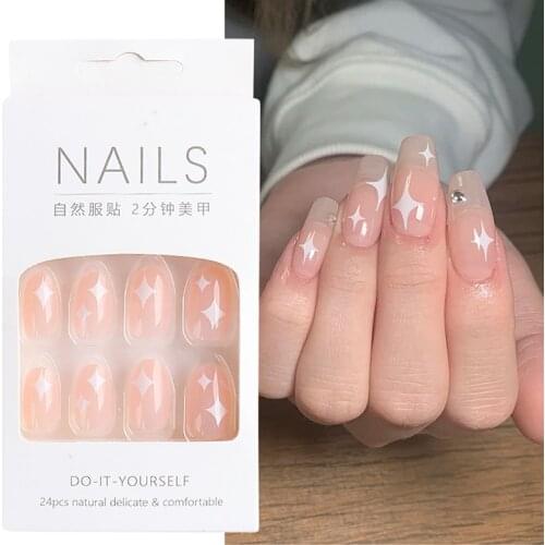 2021 Fake Nail Sticker Fairy Strawberry Wear Nail Art Sticker Finished Nail Art Sticker 24 Pcs Birthday Gift