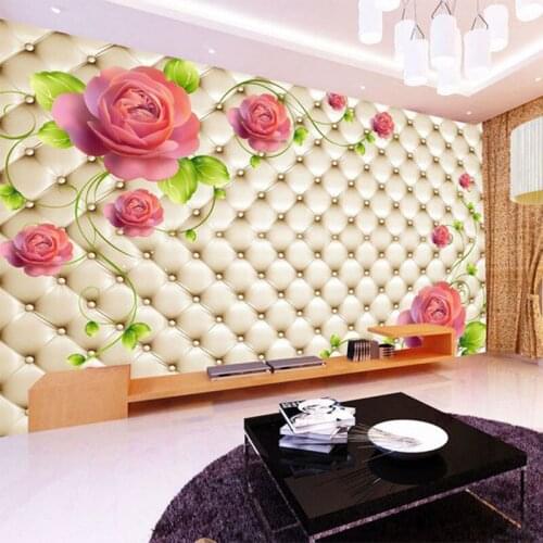 Papel De Parede Floral 3D Stereo Relief Flower Soft Pack Mural Wallpaper Living Room Bedroom Home Decor Modern 3D Wall Painting
