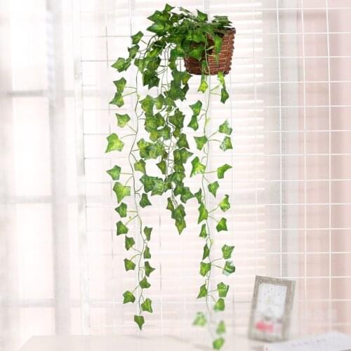 5PCS 90cm Green Artificial Grape Hanging Vine Fake Plants Leaves DIY Wedding Garland Home Garden Hotel Wall Decoration Rattan