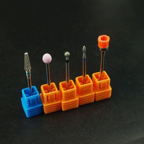 5Pcs Diamond Ceramic Stone Carbide Nail Drill Bits Set Nail Files Rotary Electric Nail Polished Manicure Mill Cutter Accessories