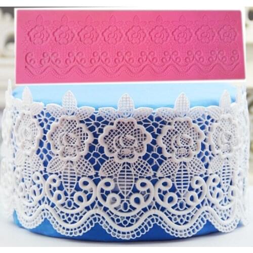 Aomily Beautiful Wedding Cake Silicone Flower Lace Fondant Mold Mousse Brim Decor Sugarcraft Icing Mat Pad Pastry Baking Tool