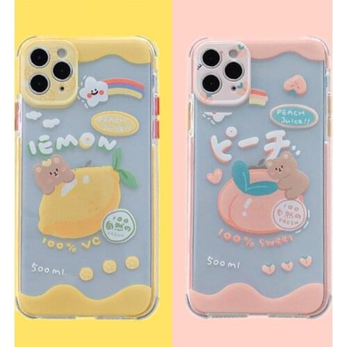 Japanese Cartoon fruit bear art Phone case For iPhone 11 Pro Max kawaii case Cute cover for iPhone XS Max XR X 7 8 Plus SE Case