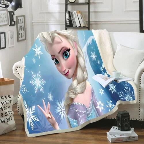 Disney Frozen Elsa Anna Cartoon Blanket Throw Bedding Sheet Large Size Warm Soft Thick Sofa Sherpa Blankets kids Christmas Gifts