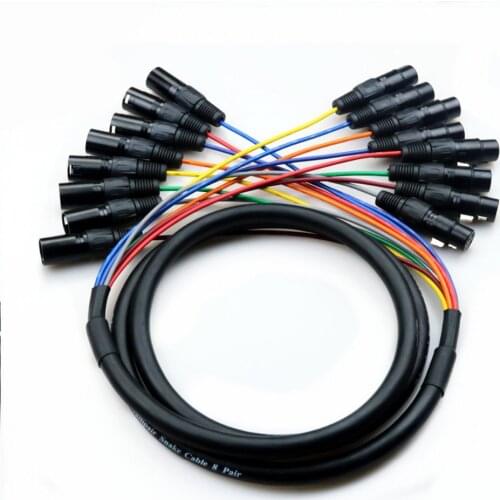 M/F 8 Channel Professional Multi-Media Snake Cable 8 pairs Male to Female 3 Pin XLR Balanced Audio Extension Cord