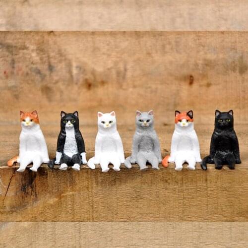 Miniature Moss Landscape Simulation Cute Cat Figurines Toy Sets Car Decorations Home Decoration 6PCS Panda Model