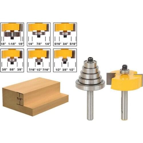 7pcs/set 1/4" 1/2" Shank Milling Cutter Tungsten Carbide Router Bit Set with bearing Wood Woodworking Cutter Hand Machine Tools