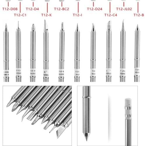 10Pcs/Set T12 Series(BC2, D4, JL02, I, D08, C1, C4, D24) Soldering Iron Tips Welding Tool Replacement for FX951 Rework Station