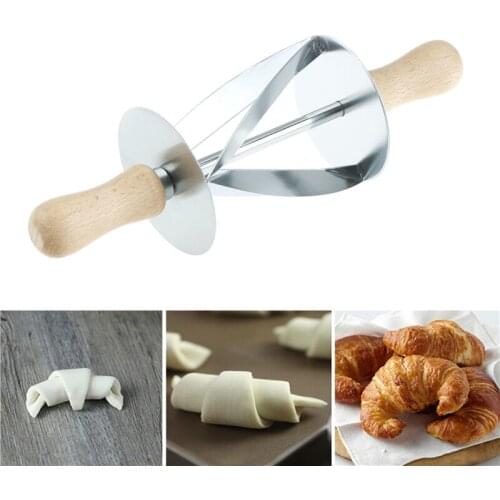 Stainless Steel Rolling Cutter for Making Croissant Bread Wheel Dough Pastry Knife Wooden Handle baking Kitchen Knife
