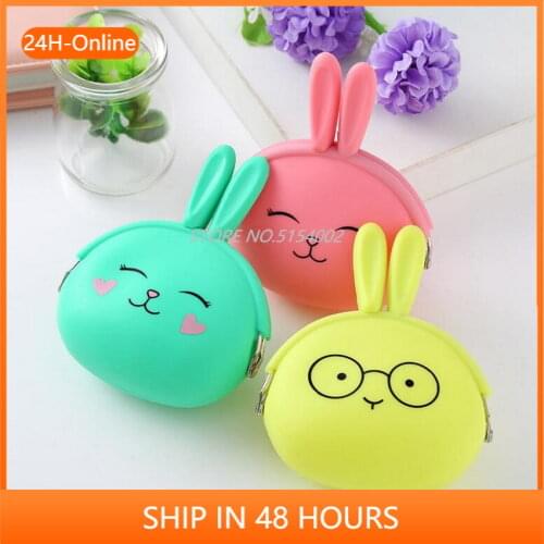 2020 New Colorful Rabbit Ladies Cute Silicone Short Wallet Girls Mini Purse Key Wallet Female Daily Clutch Bag Purse Headset Bag