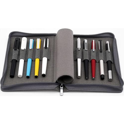 New KACO Pen Pouch Pencil Case Bag Gray Available for 10 Fountain Pen Rollerball Pencil Box Holder Storage Organizer Waterproof