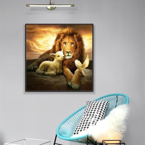 Full Square/Round 5D DIY Diamond Painting Lion&Sheep Mosaic pictures of Rhinestones Diamond embroidery home decoration FG1690
