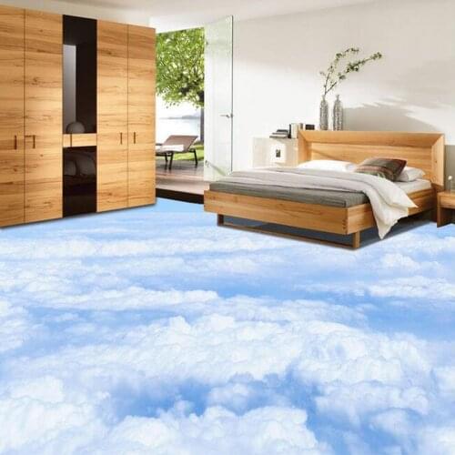 Custom 3D Photo Wallpaper Blue Sky White Clouds Living Room Bedroom Bathroom Floor Painting PVC Self-adhesive Mural Wallpaper