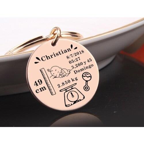 Custom Baby Keychain Personalized Name Date of Birth Weight Time Newborn Height Memorial Baby Statistics Keyring New Mother Gift