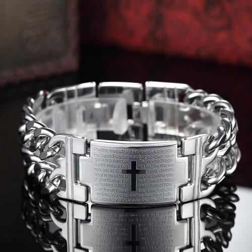 Sale Mens Punk Style Cool Stainless Steel Cross Cuff Bracelet Nice Gift Fashion Jewelry Bangles