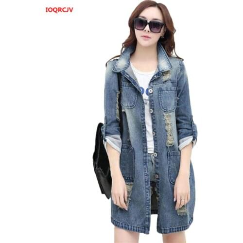 Plus Size 4XL 5XL Women Denim Jacket Long Jeans Jacket Coat Big 2020 New Size Casual Frayed Female Basic Jackets Outwear W947