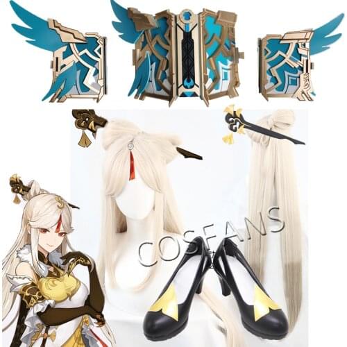 Game Genshin Impact Skyward Atlas Cosplay Props Lisa Barbara Ningguang Mona Sucrose Magic Book Halloween Wig shoes Headwear prop