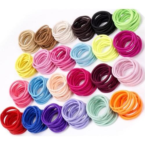 100Pcs/Lot Cute Korean Children Elastic Hair Bands Solid Kids Candy Color Hair Gums Ties Girls Basic Hair Accessories Scrunchies