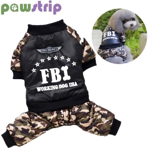 S-XXL FBI Pet Dog Clothes Winter Overall Thickening Dogs Jumpsuit Warm Costume for Puppy Boy Dogs Clothing Pets Supplies