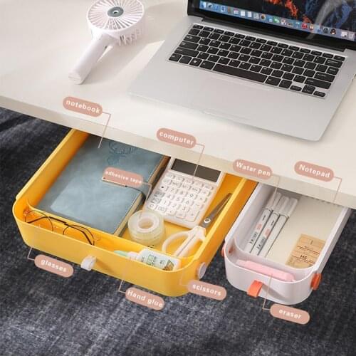 Self Stick Pencil Tray Under Desk Drawer Organizer Table Storage Box Self-adhesive Hidden Organizer Office Stationery Organizer