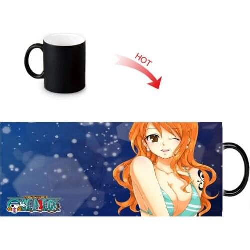 One Piece Role Nami Color Change/Changing Ceramic Mug Heat Sensitive Porcelain Mugs Coffee Tea Milk Cups